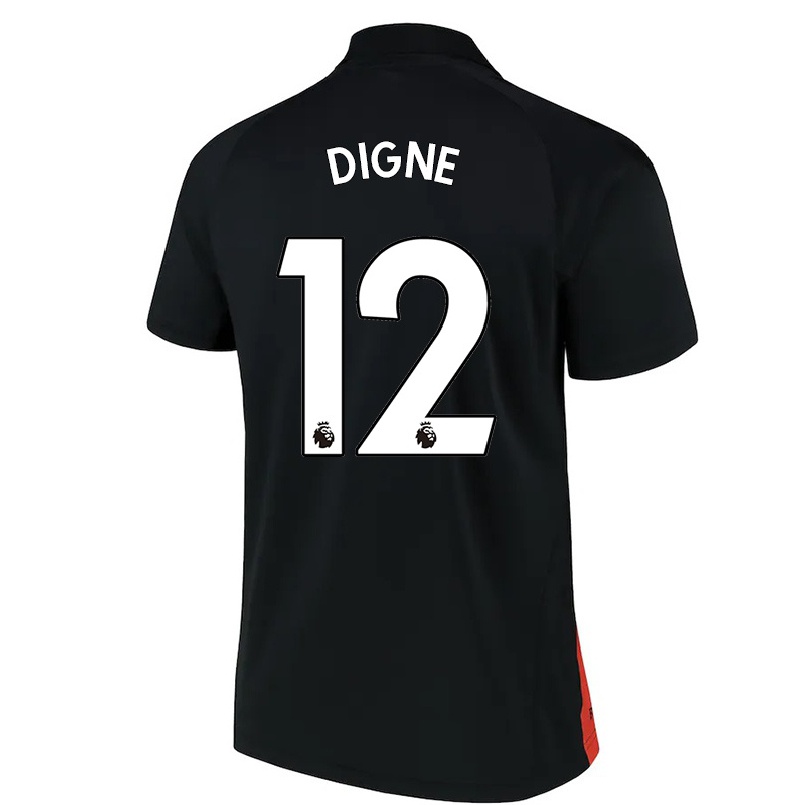 Naisten Jalkapallo Lucas Digne #12 Musta Vieraspaita 2021/22 Lyhythihainen Paita T-paita
