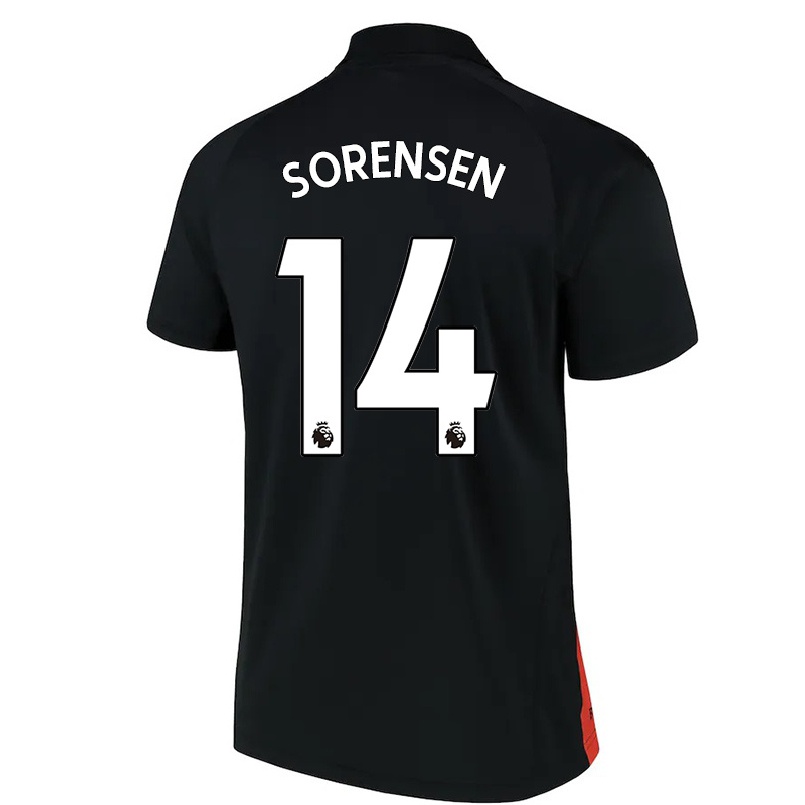 Naisten Jalkapallo Nicoline Sorensen #14 Musta Vieraspaita 2021/22 Lyhythihainen Paita T-paita