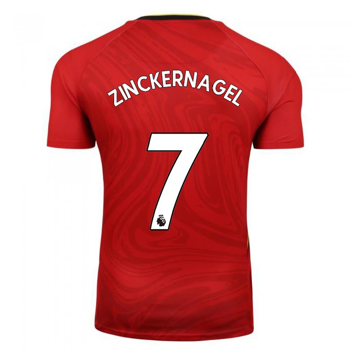 Naisten Jalkapallo Philip Zinckernagel #7 Punainen Vieraspaita 2021/22 Lyhythihainen Paita T-paita