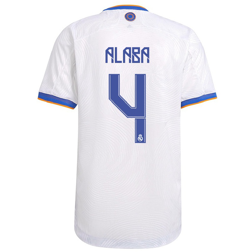 Naisten Jalkapallo David Alaba #4 Valkoinen Kotipaita 2021/22 Lyhythihainen Paita T-paita