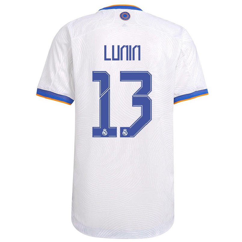 Naisten Jalkapallo Andriy Lunin #13 Valkoinen Kotipaita 2021/22 Lyhythihainen Paita T-paita