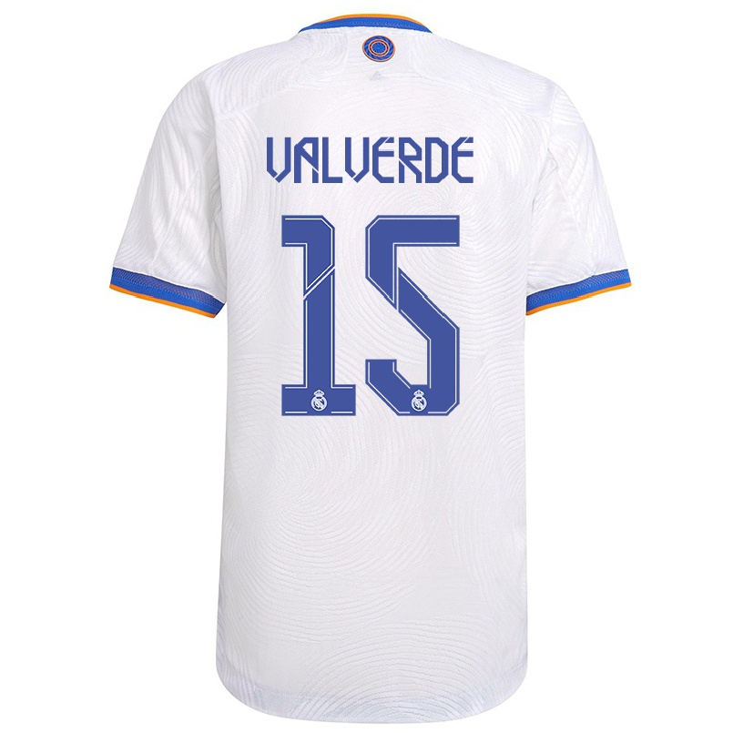 Naisten Jalkapallo Fede Valverde #15 Valkoinen Kotipaita 2021/22 Lyhythihainen Paita T-paita