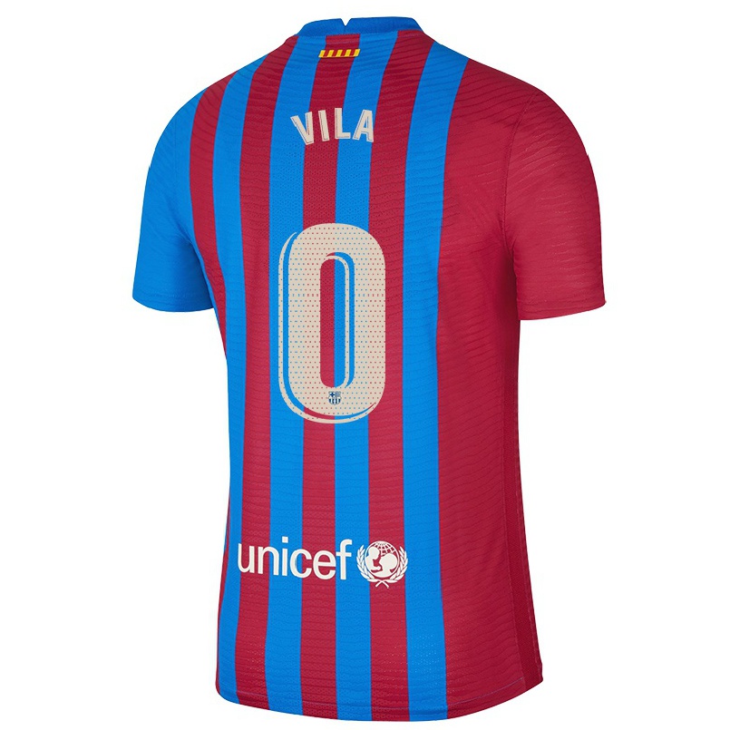 Naisten Jalkapallo Ramon Vila #0 Kastanjanruskea Sininen Kotipaita 2021/22 Lyhythihainen Paita T-paita