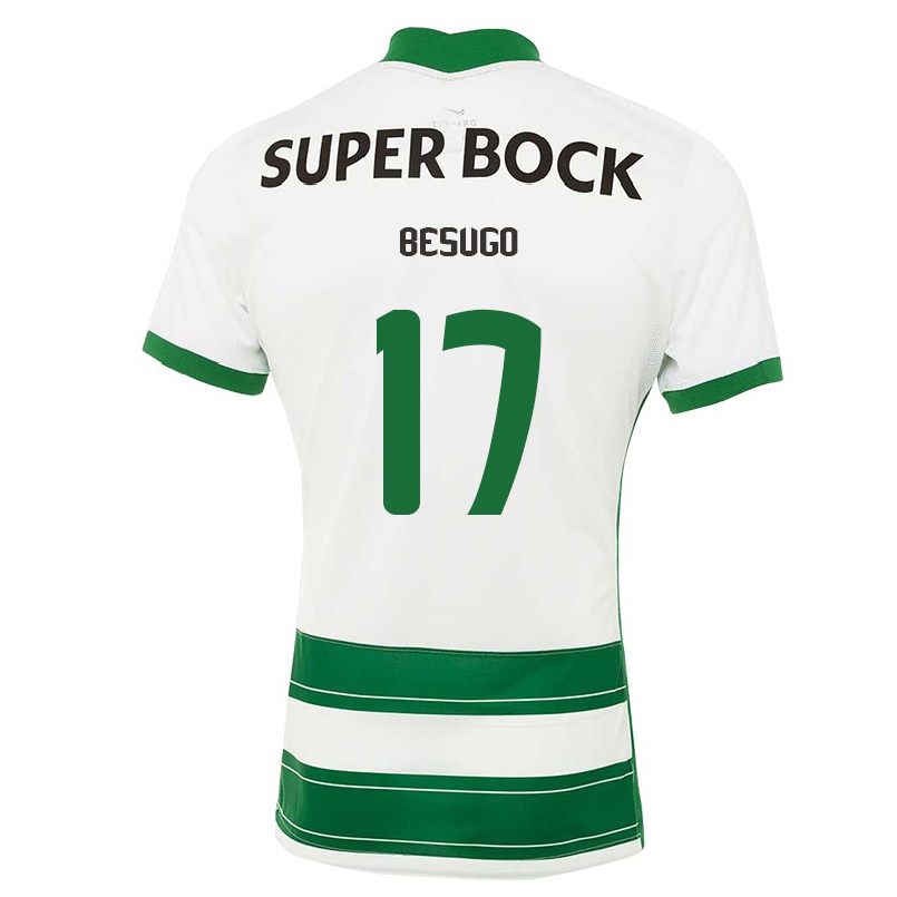 Naisten Jalkapallo Neuza Besugo #17 Valkoinen Vihreä Kotipaita 2021/22 Lyhythihainen Paita T-paita