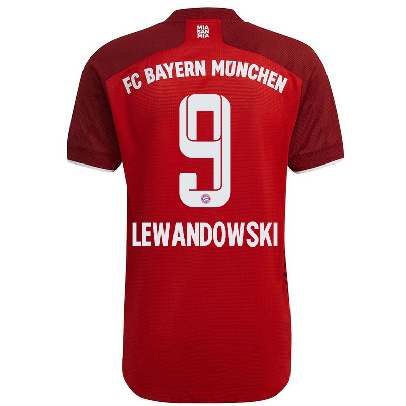 Naisten Jalkapallo Robert Lewandowski #9 Tummanpunainen Kotipaita 2021/22 Lyhythihainen Paita T-paita