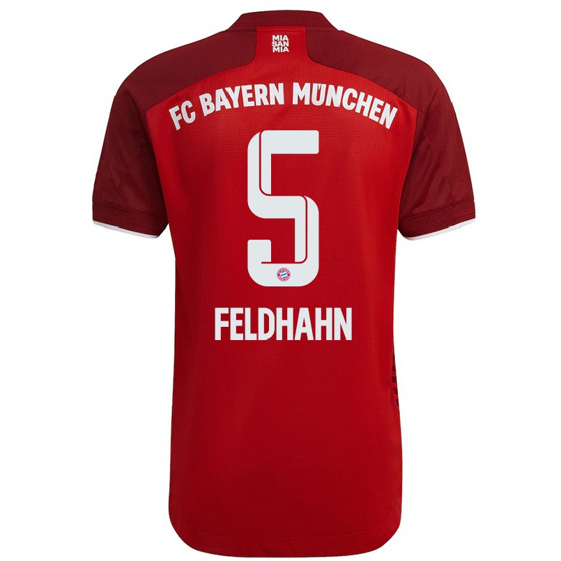 Naisten Jalkapallo Nicolas Feldhahn #5 Tummanpunainen Kotipaita 2021/22 Lyhythihainen Paita T-paita