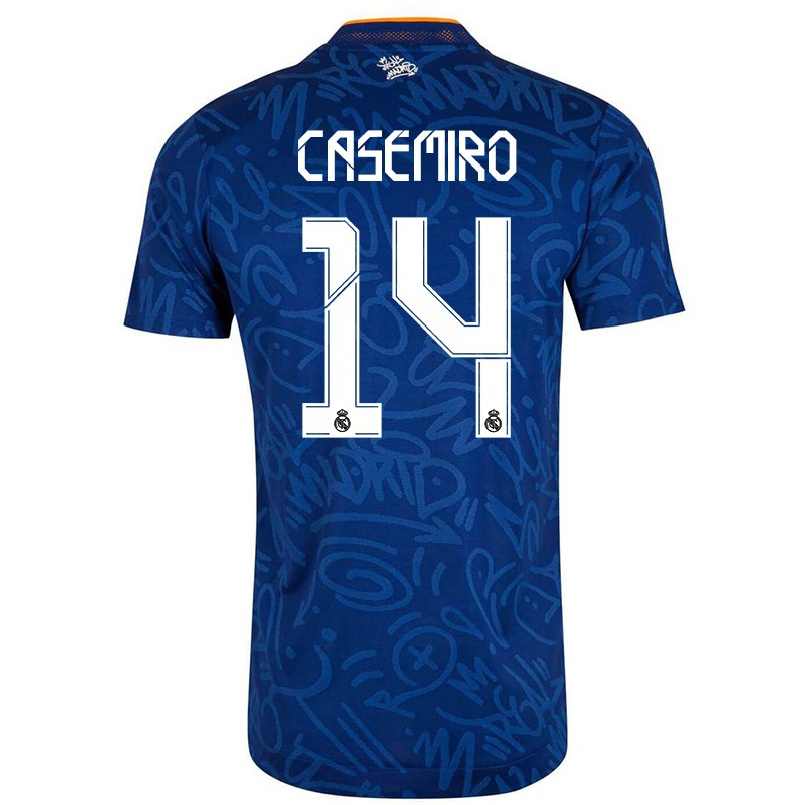 Naisten Jalkapallo Casemiro #14 Tummansininen Vieraspaita 2021/22 Lyhythihainen Paita T-paita