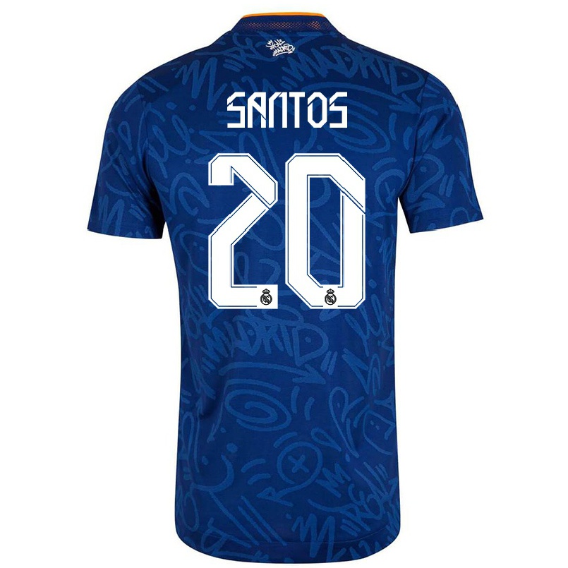 Naisten Jalkapallo Sergio Santos #20 Tummansininen Vieraspaita 2021/22 Lyhythihainen Paita T-paita