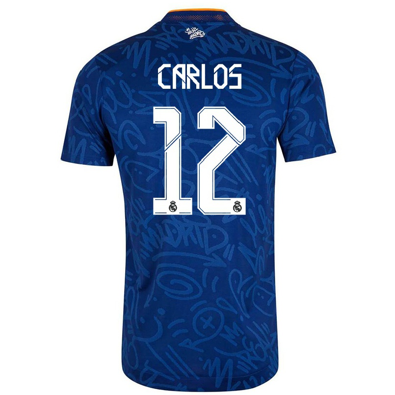 Naisten Jalkapallo Alocen Carlos #12 Tummansininen Vieraspaita 2021/22 Lyhythihainen Paita T-paita