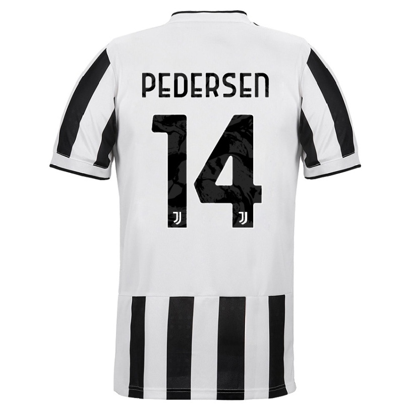 Naisten Jalkapallo Sofie Junge Pedersen #14 Valkoinen Musta Kotipaita 2021/22 Lyhythihainen Paita T-paita