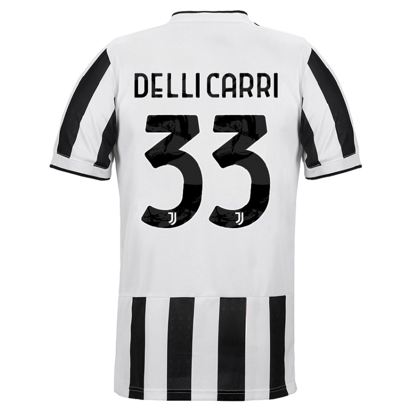 Naisten Jalkapallo Filippo Delli Carri #33 Valkoinen Musta Kotipaita 2021/22 Lyhythihainen Paita T-paita