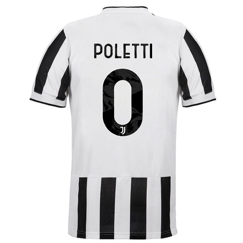 Naisten Jalkapallo Amedeo Poletti #0 Valkoinen Musta Kotipaita 2021/22 Lyhythihainen Paita T-paita