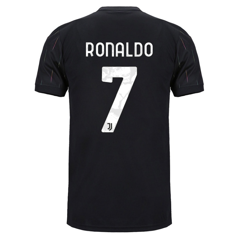 Naisten Jalkapallo Cristiano Ronaldo #7 Musta Vieraspaita 2021/22 Lyhythihainen Paita T-paita