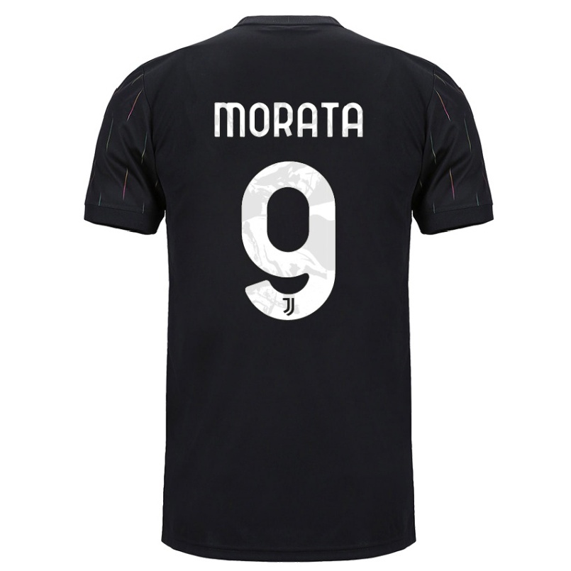 Naisten Jalkapallo Alvaro Morata #9 Musta Vieraspaita 2021/22 Lyhythihainen Paita T-paita