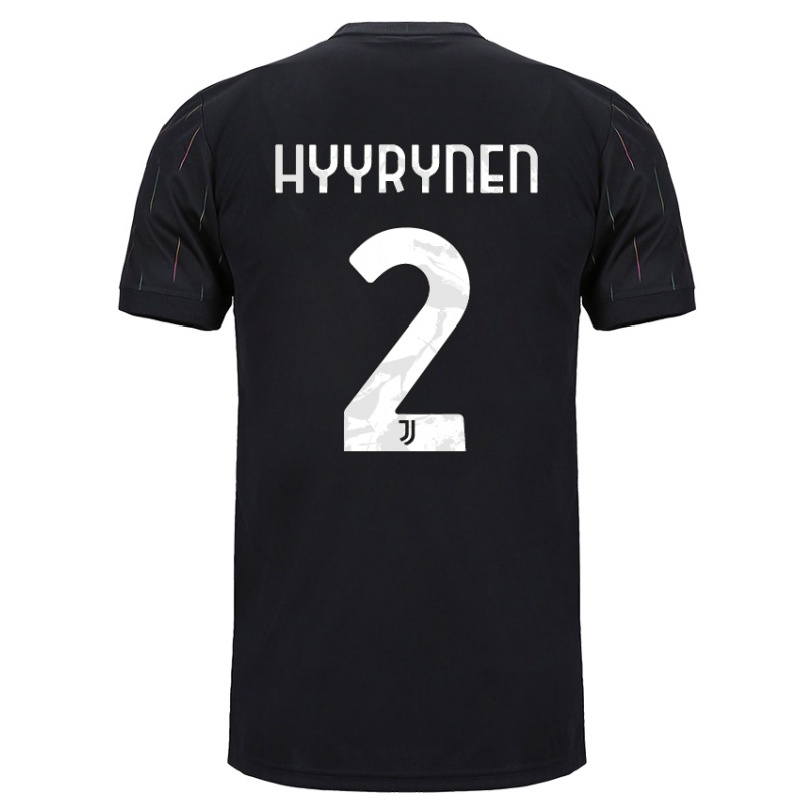 Naisten Jalkapallo Tuija Hyyrynen #2 Musta Vieraspaita 2021/22 Lyhythihainen Paita T-paita