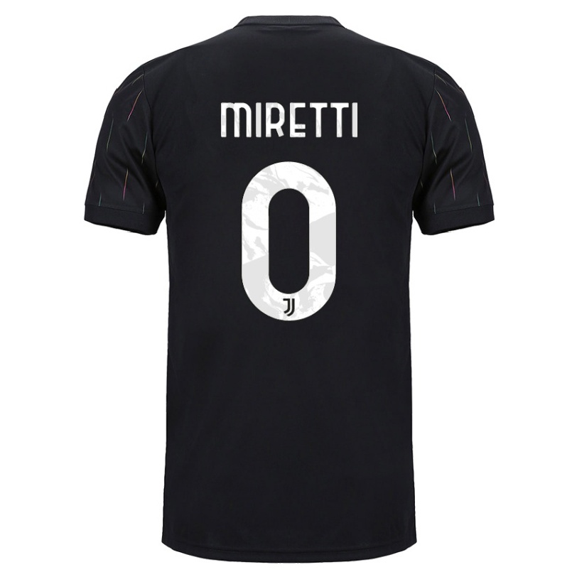 Naisten Jalkapallo Fabio Miretti #0 Musta Vieraspaita 2021/22 Lyhythihainen Paita T-paita