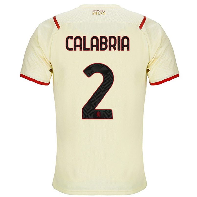 Naisten Jalkapallo Davide Calabria #2 Samppanja Vieraspaita 2021/22 Lyhythihainen Paita T-paita