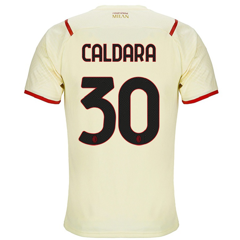 Naisten Jalkapallo Mattia Caldara #30 Samppanja Vieraspaita 2021/22 Lyhythihainen Paita T-paita
