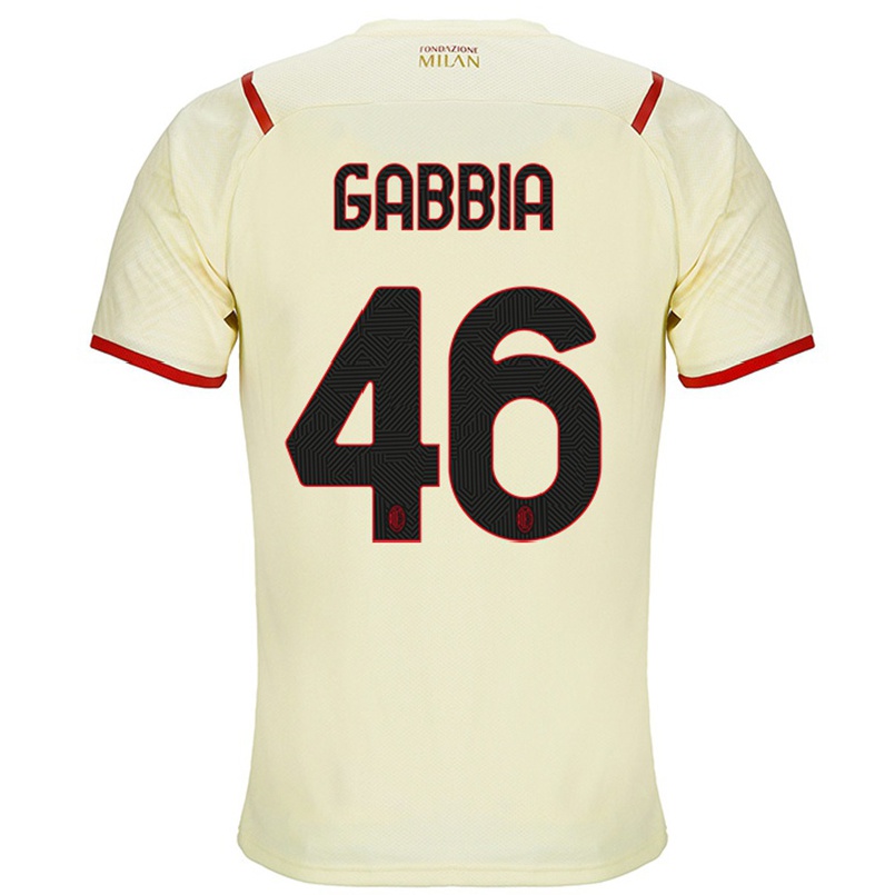 Naisten Jalkapallo Matteo Gabbia #46 Samppanja Vieraspaita 2021/22 Lyhythihainen Paita T-paita
