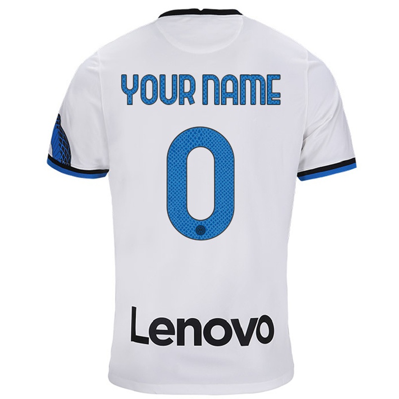 Naisten Jalkapallo Sinun Nimesi #0 Valkoinen Sininen Vieraspaita 2021/22 Lyhythihainen Paita T-paita