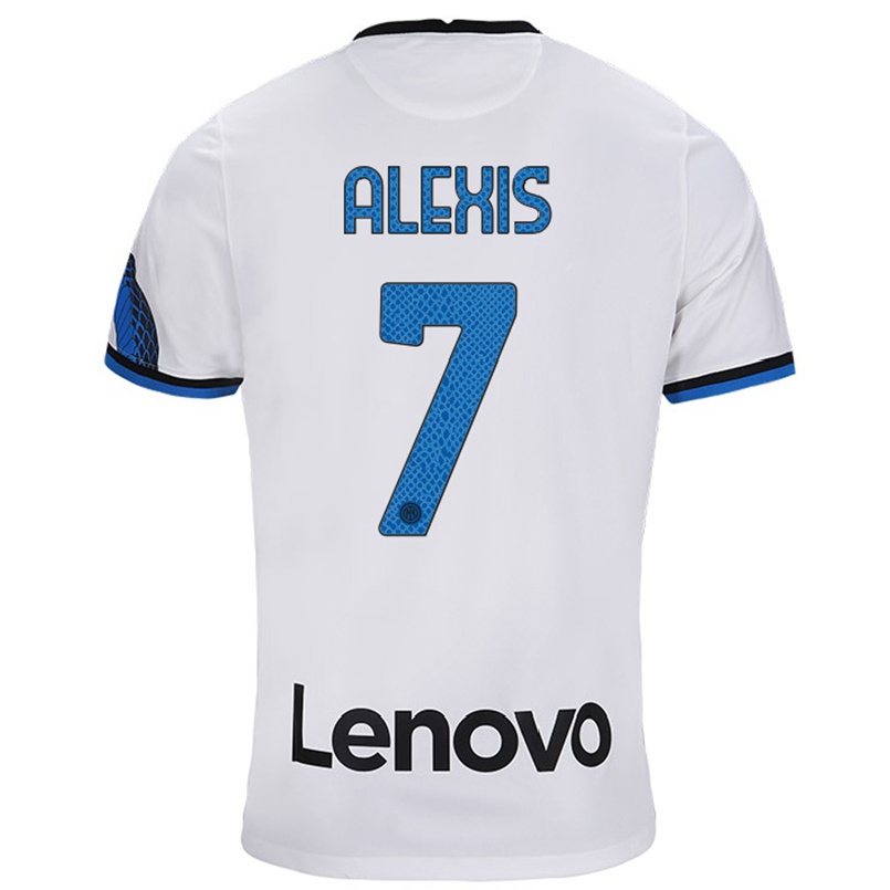 Naisten Jalkapallo Alexis Sanchez #7 Valkoinen Sininen Vieraspaita 2021/22 Lyhythihainen Paita T-paita