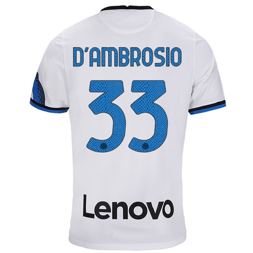 Naisten Jalkapallo Danilo D'ambrosio #33 Valkoinen Sininen Vieraspaita 2021/22 Lyhythihainen Paita T-paita
