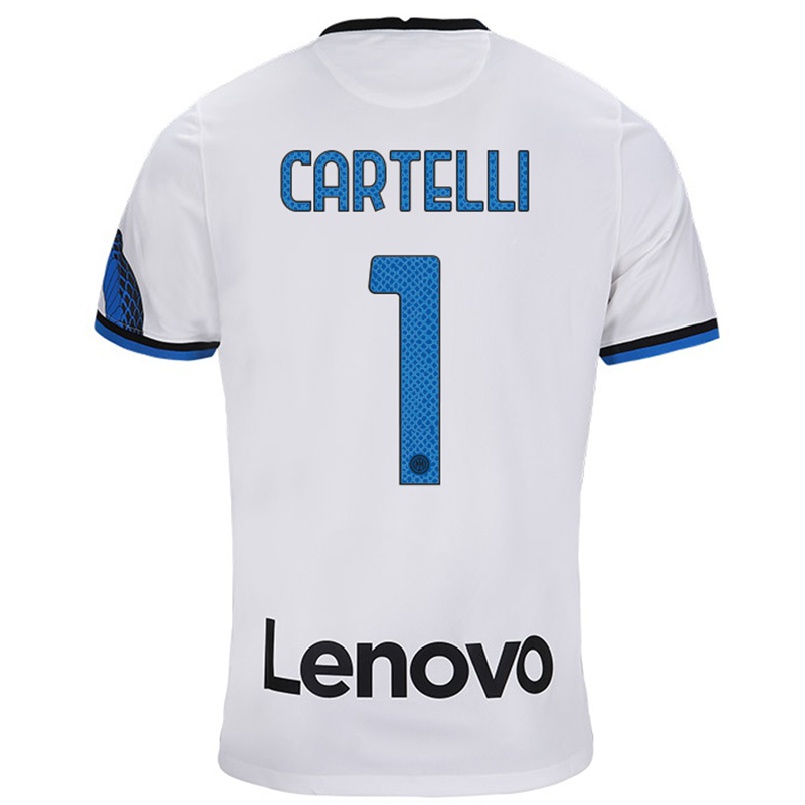 Naisten Jalkapallo Carlotta Cartelli #1 Valkoinen Sininen Vieraspaita 2021/22 Lyhythihainen Paita T-paita