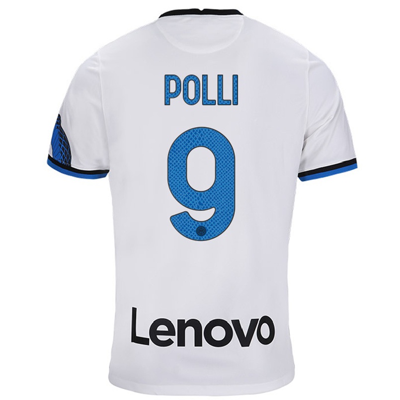 Naisten Jalkapallo Elisa Polli #9 Valkoinen Sininen Vieraspaita 2021/22 Lyhythihainen Paita T-paita