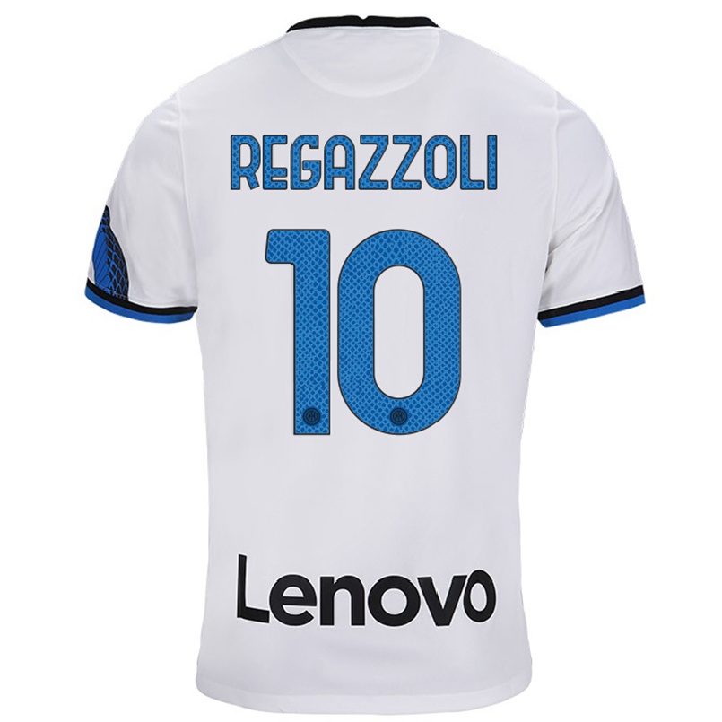 Naisten Jalkapallo Alice Regazzoli #10 Valkoinen Sininen Vieraspaita 2021/22 Lyhythihainen Paita T-paita