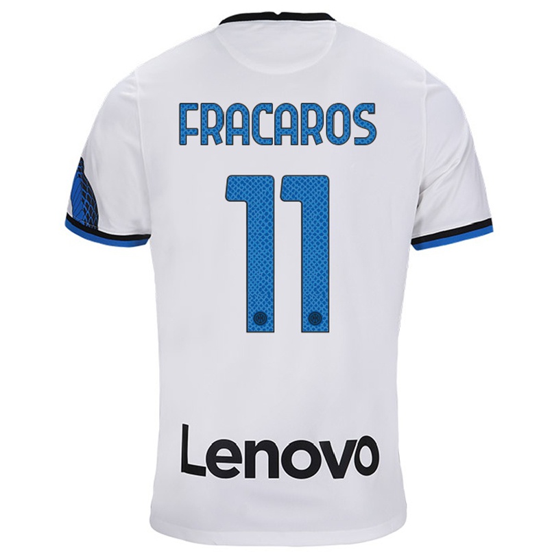 Naisten Jalkapallo Caterina Fracaros #11 Valkoinen Sininen Vieraspaita 2021/22 Lyhythihainen Paita T-paita