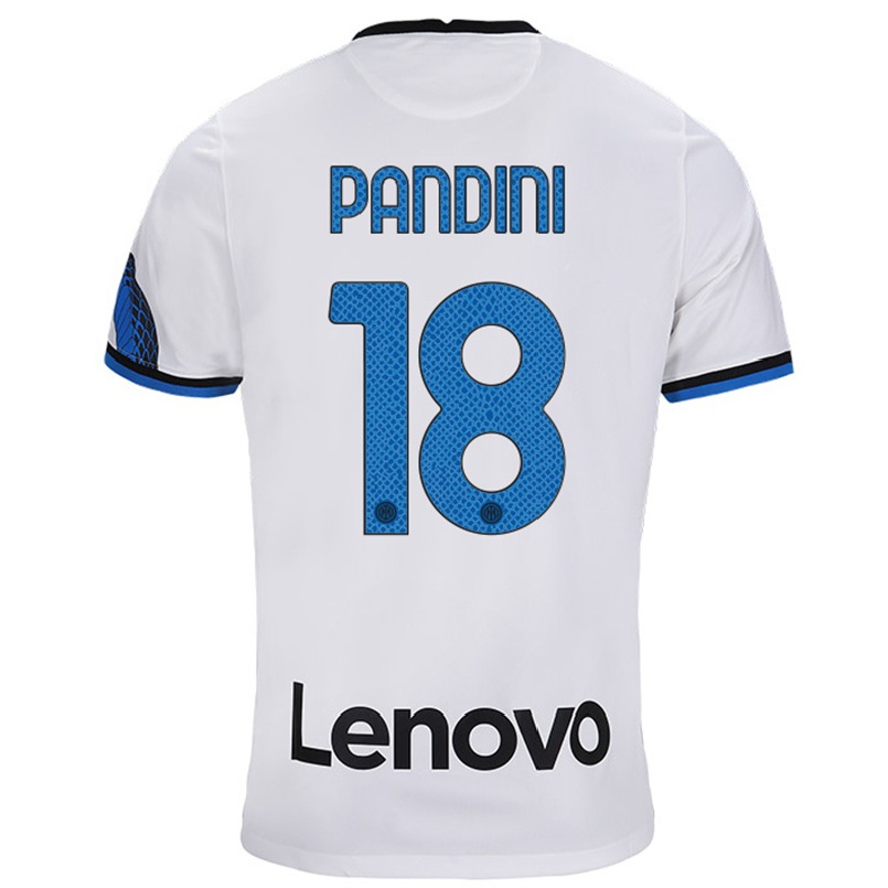 Naisten Jalkapallo Marta Pandini #18 Valkoinen Sininen Vieraspaita 2021/22 Lyhythihainen Paita T-paita