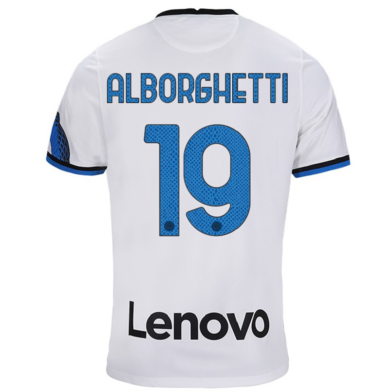 Naisten Jalkapallo Lisa Alborghetti #19 Valkoinen Sininen Vieraspaita 2021/22 Lyhythihainen Paita T-paita