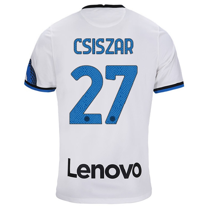 Naisten Jalkapallo Henrietta Csiszar #27 Valkoinen Sininen Vieraspaita 2021/22 Lyhythihainen Paita T-paita