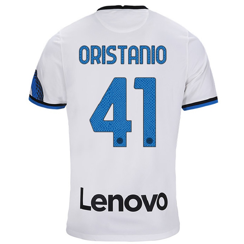 Naisten Jalkapallo Gaetano Oristanio #41 Valkoinen Sininen Vieraspaita 2021/22 Lyhythihainen Paita T-paita