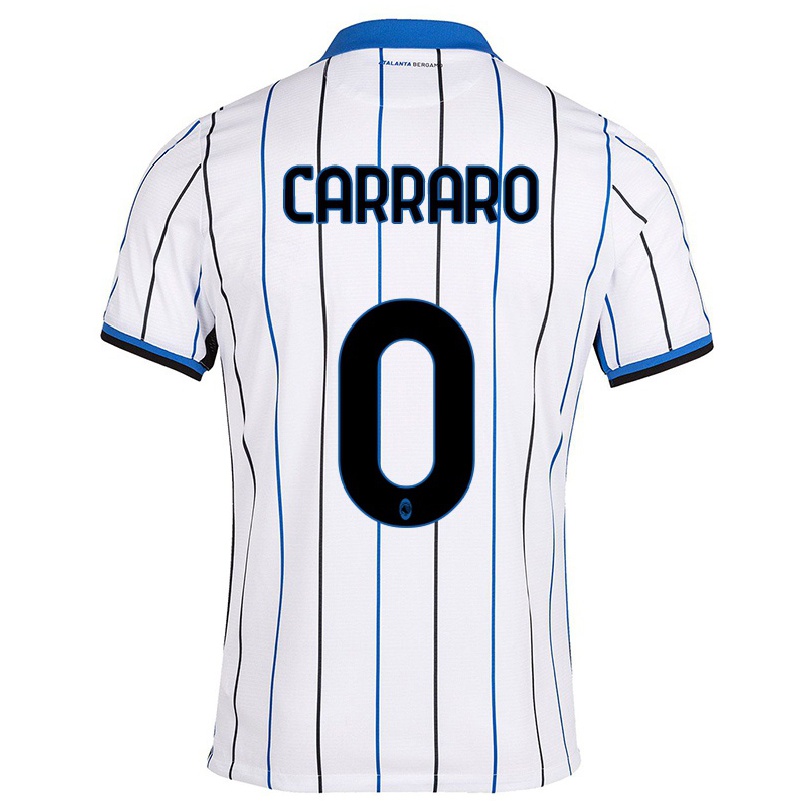 Naisten Jalkapallo Marco Carraro #0 Sinivalkoinen Vieraspaita 2021/22 Lyhythihainen Paita T-paita