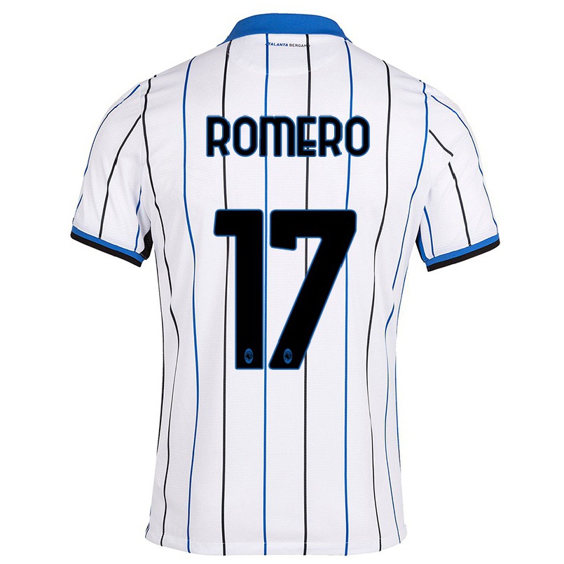 Naisten Jalkapallo Cristian Romero #17 Sinivalkoinen Vieraspaita 2021/22 Lyhythihainen Paita T-paita