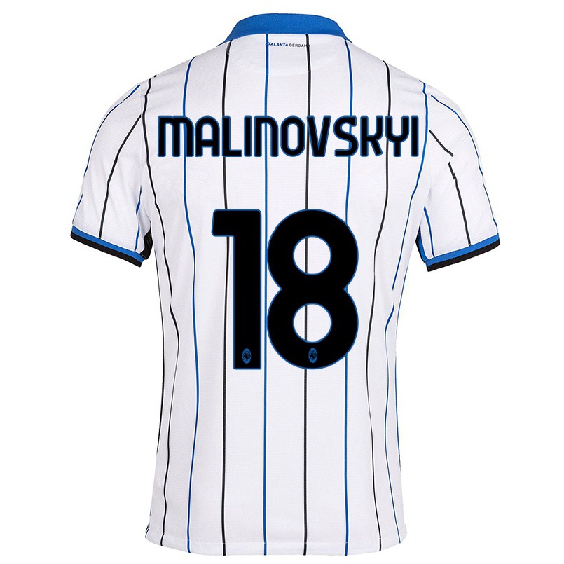 Naisten Jalkapallo Ruslan Malinovskyi #18 Sinivalkoinen Vieraspaita 2021/22 Lyhythihainen Paita T-paita