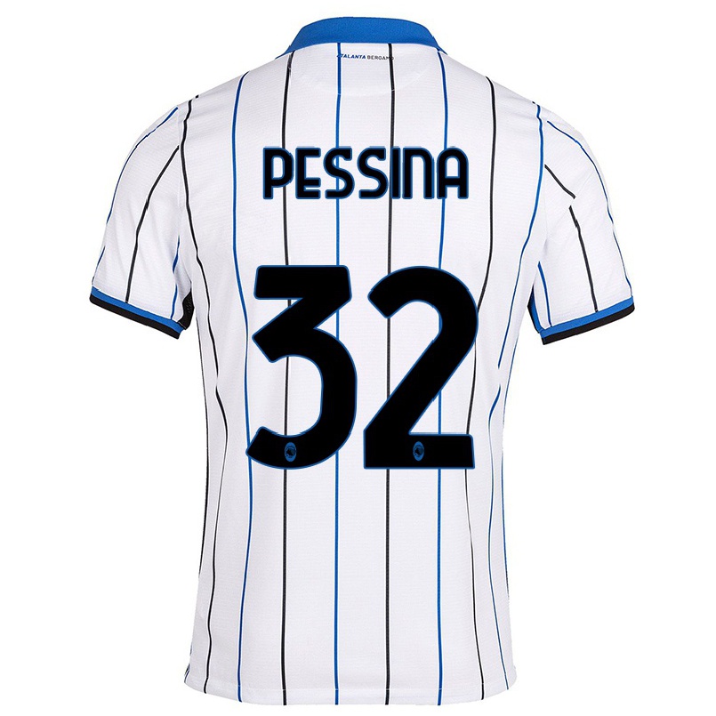 Naisten Jalkapallo Matteo Pessina #32 Sinivalkoinen Vieraspaita 2021/22 Lyhythihainen Paita T-paita