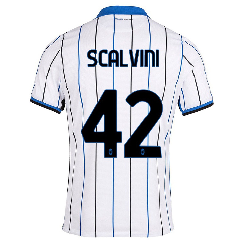 Naisten Jalkapallo Giorgio Scalvini #42 Sinivalkoinen Vieraspaita 2021/22 Lyhythihainen Paita T-paita