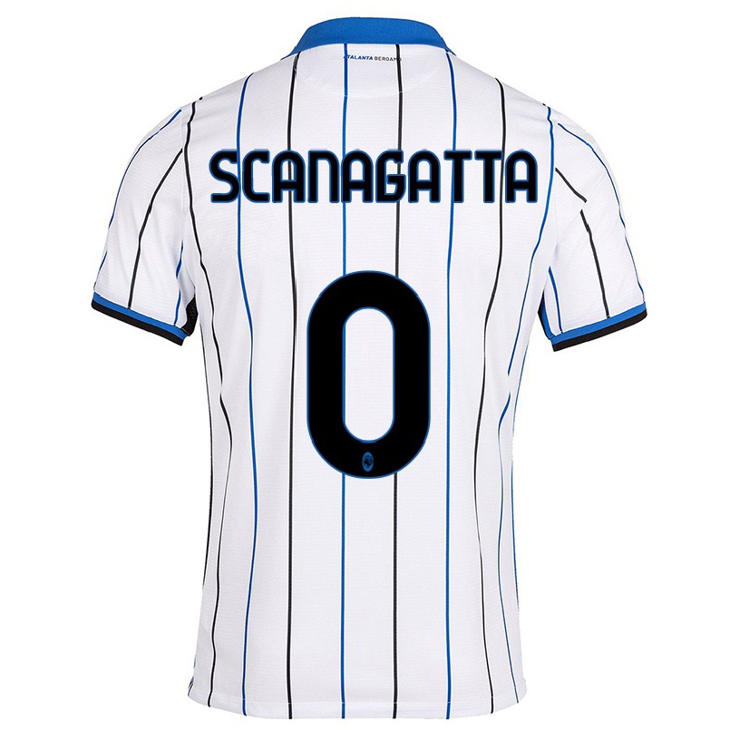Naisten Jalkapallo Edoardo Scanagatta #0 Sinivalkoinen Vieraspaita 2021/22 Lyhythihainen Paita T-paita