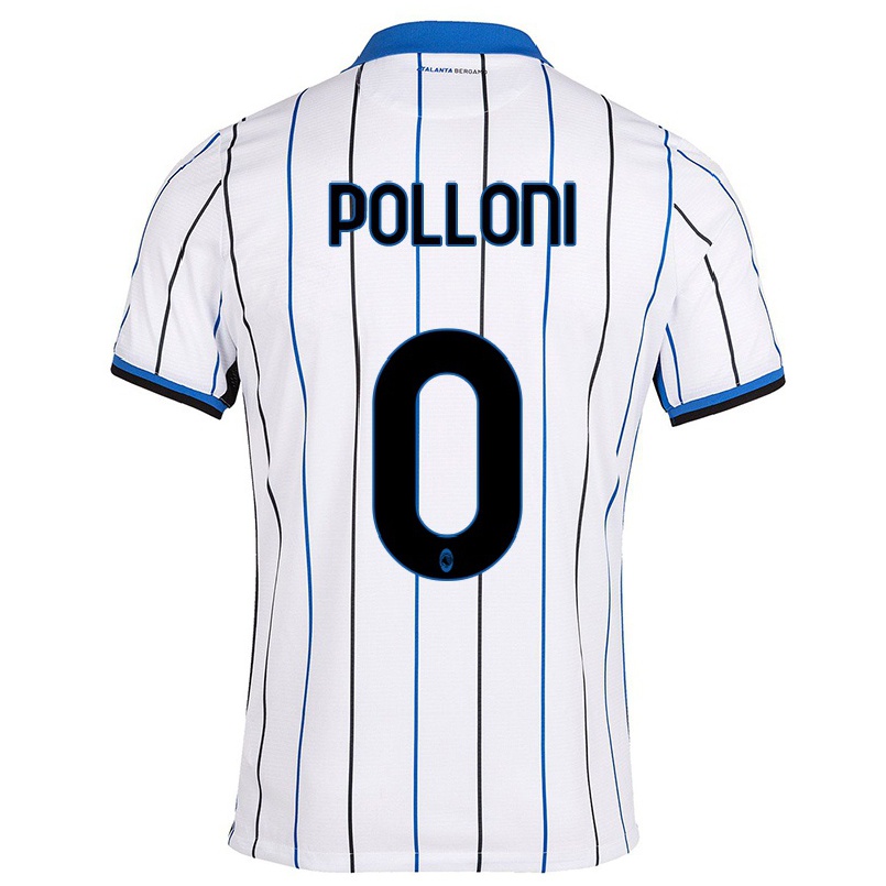 Naisten Jalkapallo Federico Polloni #0 Sinivalkoinen Vieraspaita 2021/22 Lyhythihainen Paita T-paita