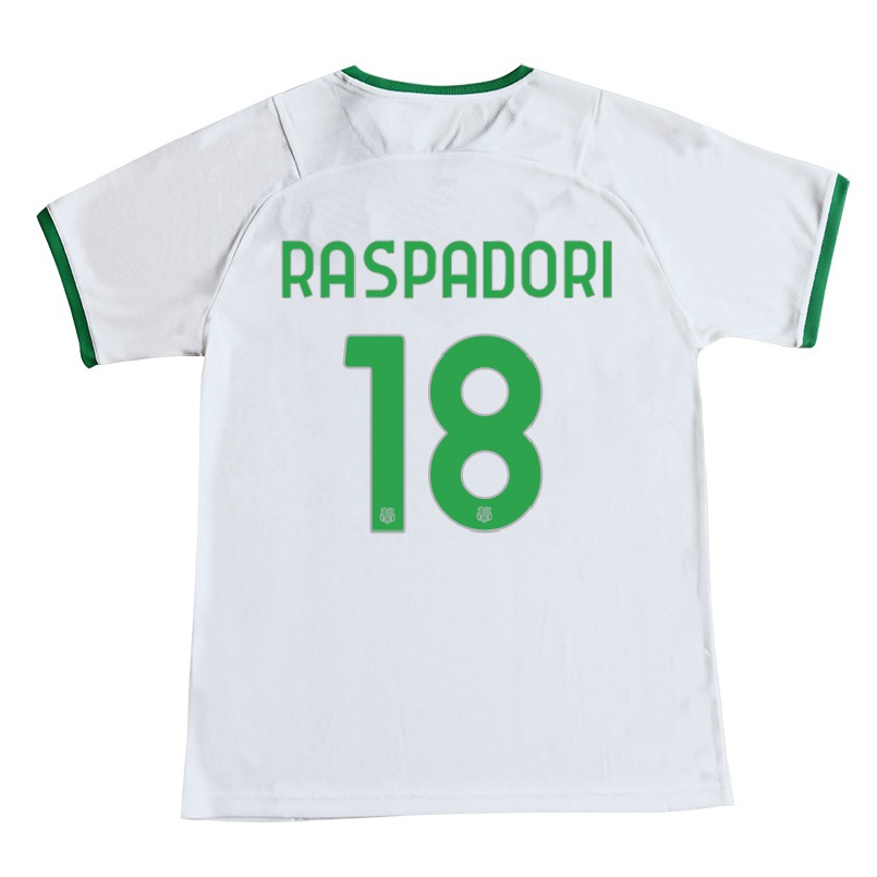 Naisten Jalkapallo Giacomo Raspadori #18 Valkoinen Vieraspaita 2021/22 Lyhythihainen Paita T-paita