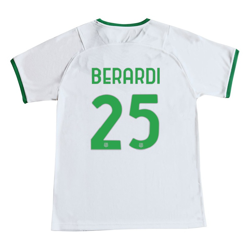 Naisten Jalkapallo Domenico Berardi #25 Valkoinen Vieraspaita 2021/22 Lyhythihainen Paita T-paita