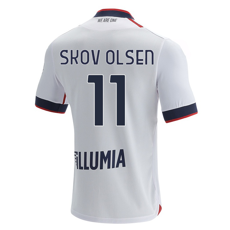 Naisten Jalkapallo Andreas Skov Olsen #11 Maitomainen Valkoinen Vieraspaita 2021/22 Lyhythihainen Paita T-paita