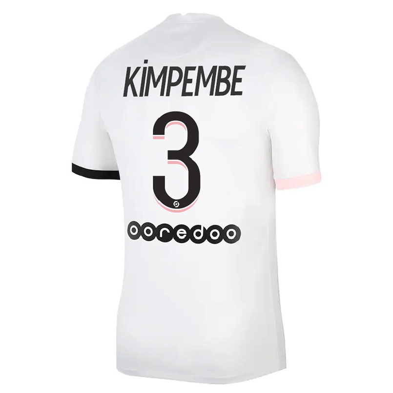 Naisten Jalkapallo Presnel Kimpembe #3 Valkoinen Vaaleanpunainen Vieraspaita 2021/22 Lyhythihainen Paita T-paita