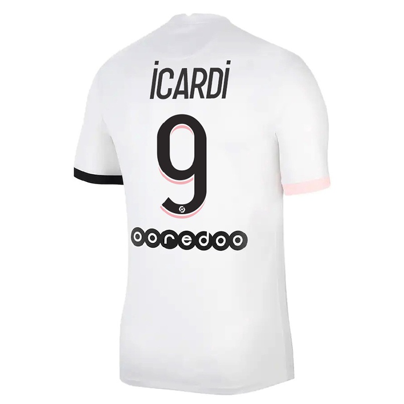 Naisten Jalkapallo Mauro Icardi #9 Valkoinen Vaaleanpunainen Vieraspaita 2021/22 Lyhythihainen Paita T-paita