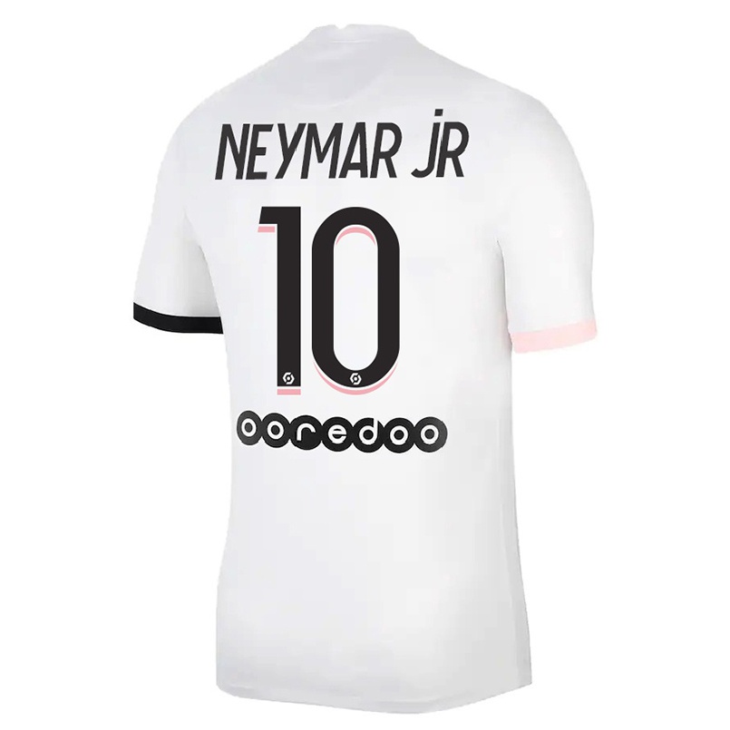 Naisten Jalkapallo Neymar #10 Valkoinen Vaaleanpunainen Vieraspaita 2021/22 Lyhythihainen Paita T-paita