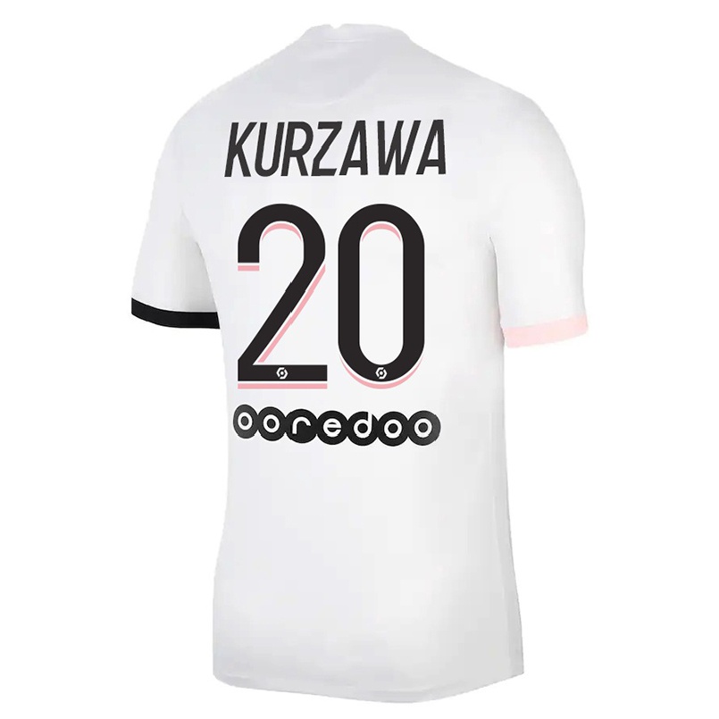 Naisten Jalkapallo Layvin Kurzawa #20 Valkoinen Vaaleanpunainen Vieraspaita 2021/22 Lyhythihainen Paita T-paita