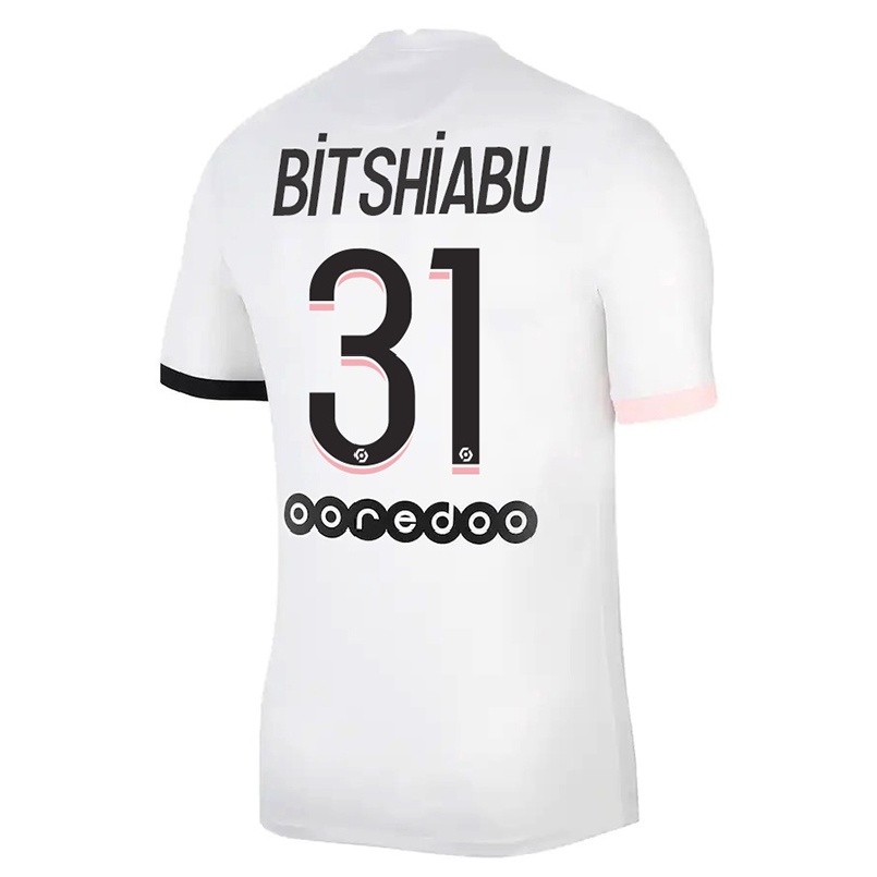 Naisten Jalkapallo El Chadaille Bitshiabu #31 Valkoinen Vaaleanpunainen Vieraspaita 2021/22 Lyhythihainen Paita T-paita