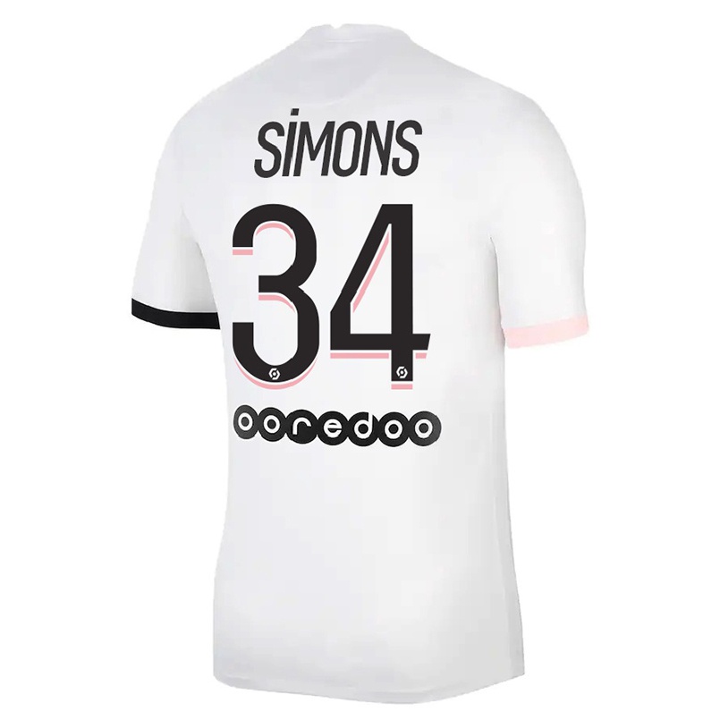 Naisten Jalkapallo Xavi Simons #34 Valkoinen Vaaleanpunainen Vieraspaita 2021/22 Lyhythihainen Paita T-paita